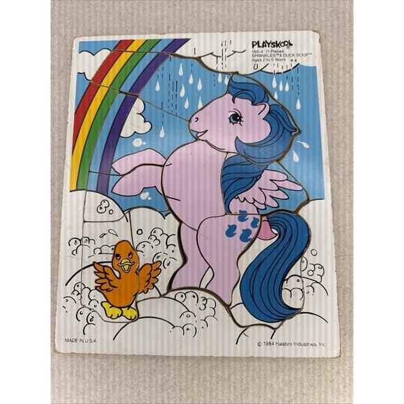 Vintage 1984 Playskool My Little Pony Sprinkles Duck Soup Wood Puzzle - Picture 1 of 6